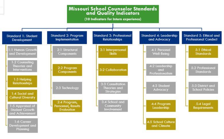 Missouri School Counselor Standards and Quality Indicators Chart
