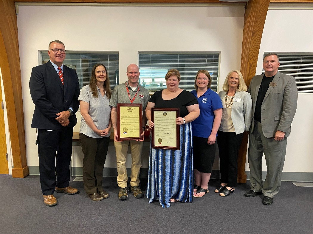 Library staff and administrators from the Jefferson City School District received DESE’s Recognition of Exemplary School Library Programs award at their May school board meeting.