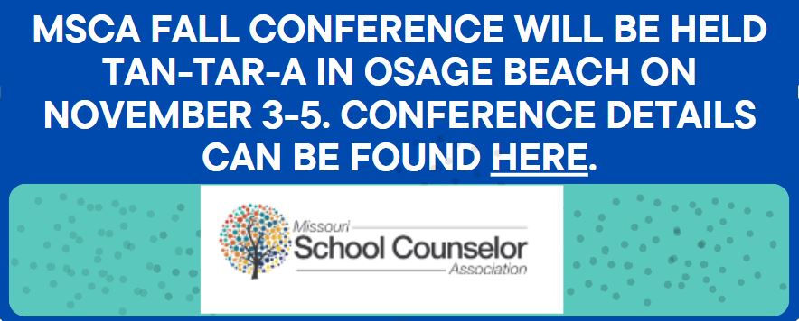 MSCA Fall Conference will be held Tan-Tar-A in Osage Beach on November 3-5. Conference details can be found here.  