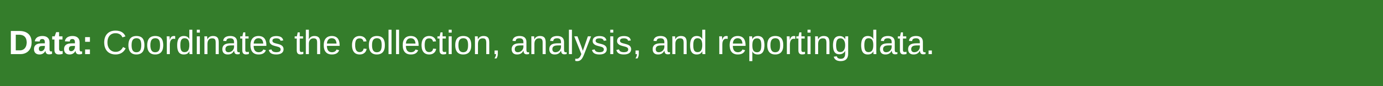 Coordinates the collection, analysis, and reporting data.