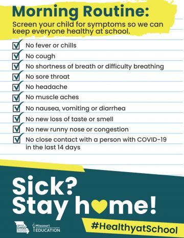 Sick? Stay home! #HealthyatSchool Morning Routine Checklist large