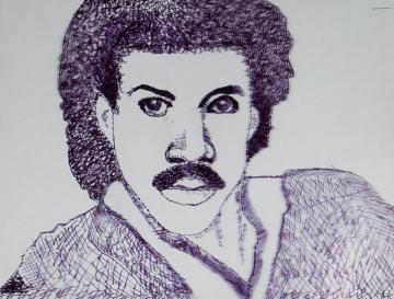 A pen sketch portrait of Lionel Richie by Brooklyn