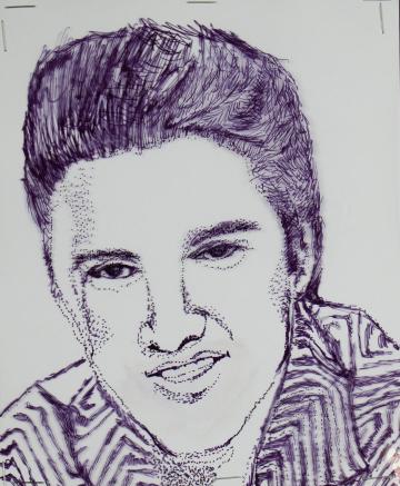 Ink sketching portrait of Elvis by Preston