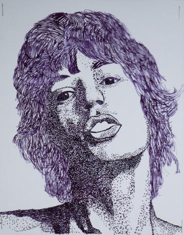 An ink portrait of Mick Jagger by Nataliya