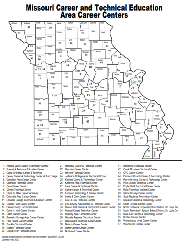 Missouri Area Career Centers Map
